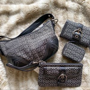 COACH Classic Black Print Purse Set